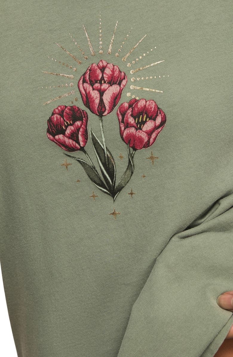 Lucky Brand Flower Bunch Cotton Graphic T-Shirt, Alternate, color, Chinois Green