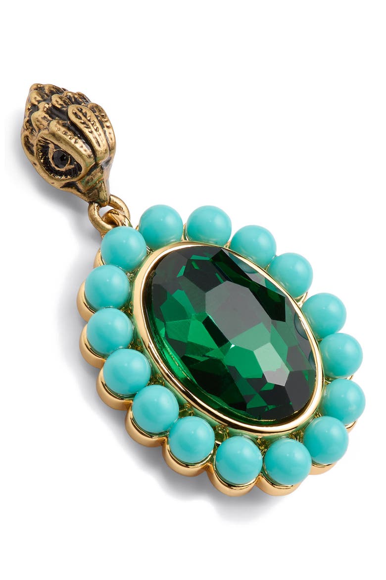 Eagle Crystal Drop Earrings, Alternate, color, GREEN