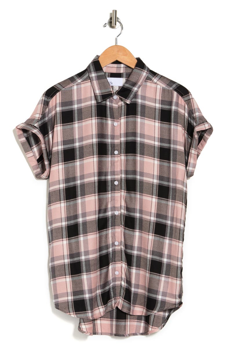 NORDSTROM RACK Plaid Short Sleeve Tunic Shirt, Alternate, color,