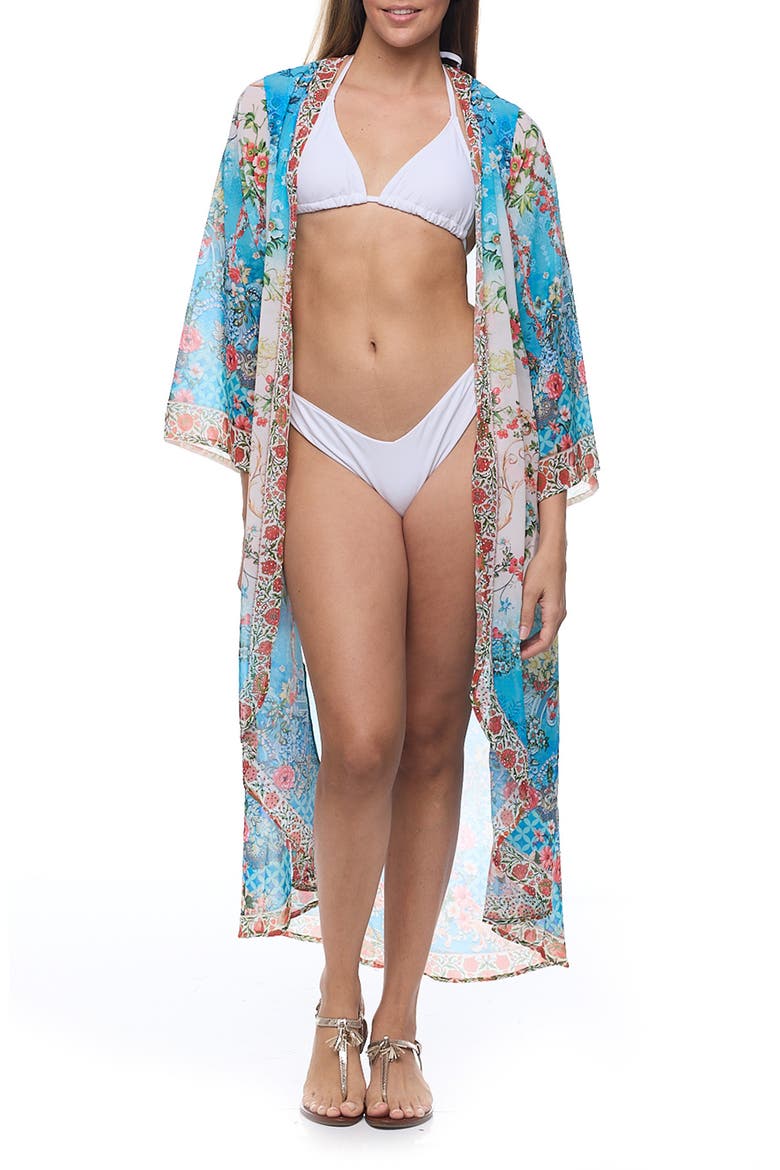 Floral Cover-Up Duster, Main, color, BLUE