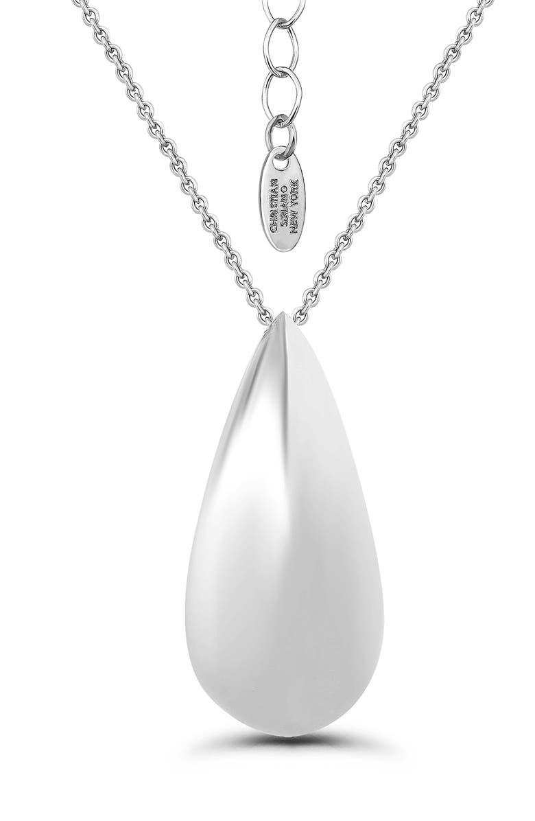 Christian Siriano New York Sculpted Teardrop Pendant Necklace, Main, color, Silver