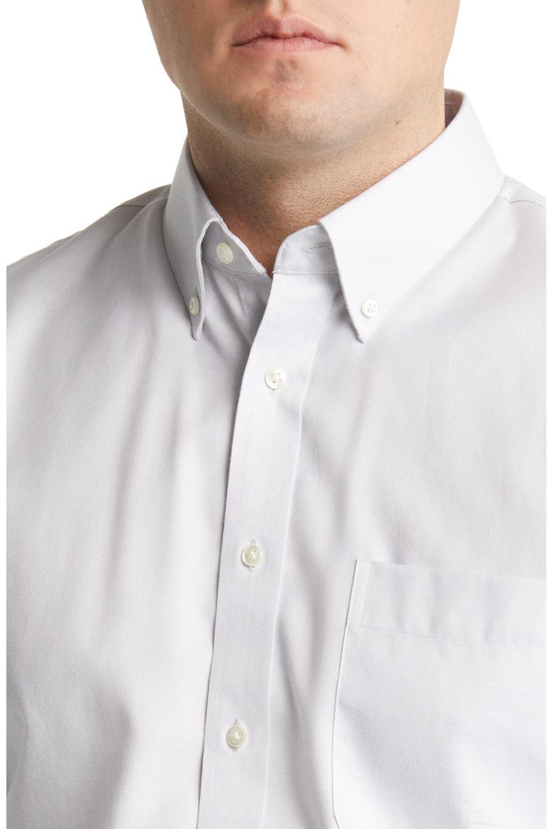 Trim Fit Non-Iron Royal Oxford Solid Button-Down Dress Shirt, Alternate, color, GREY SILK- WHITE OXFORD