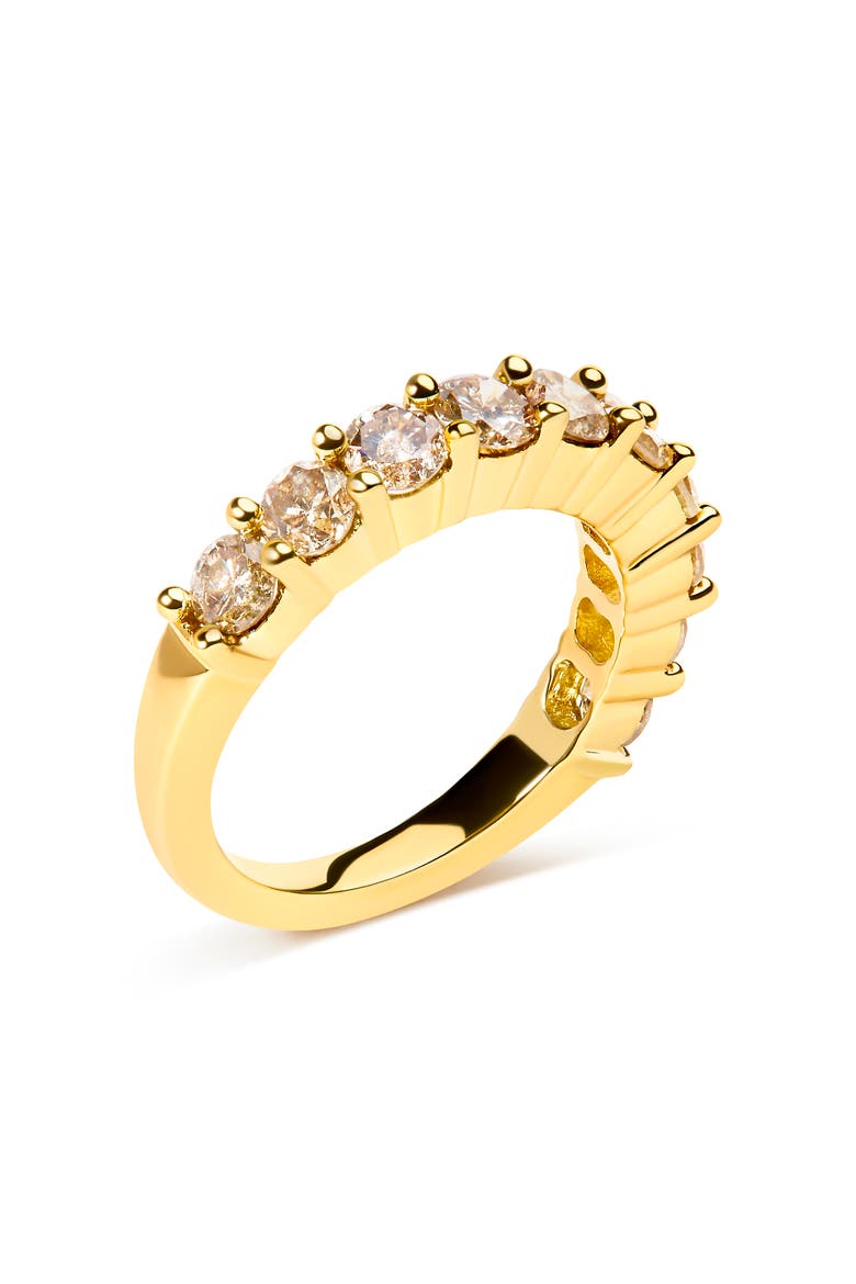 Gold Over Silver 2.0 Cttw Diamond 10 Stone Anniversary Band Ring, Alternate, color, Yellow Gold over Silver