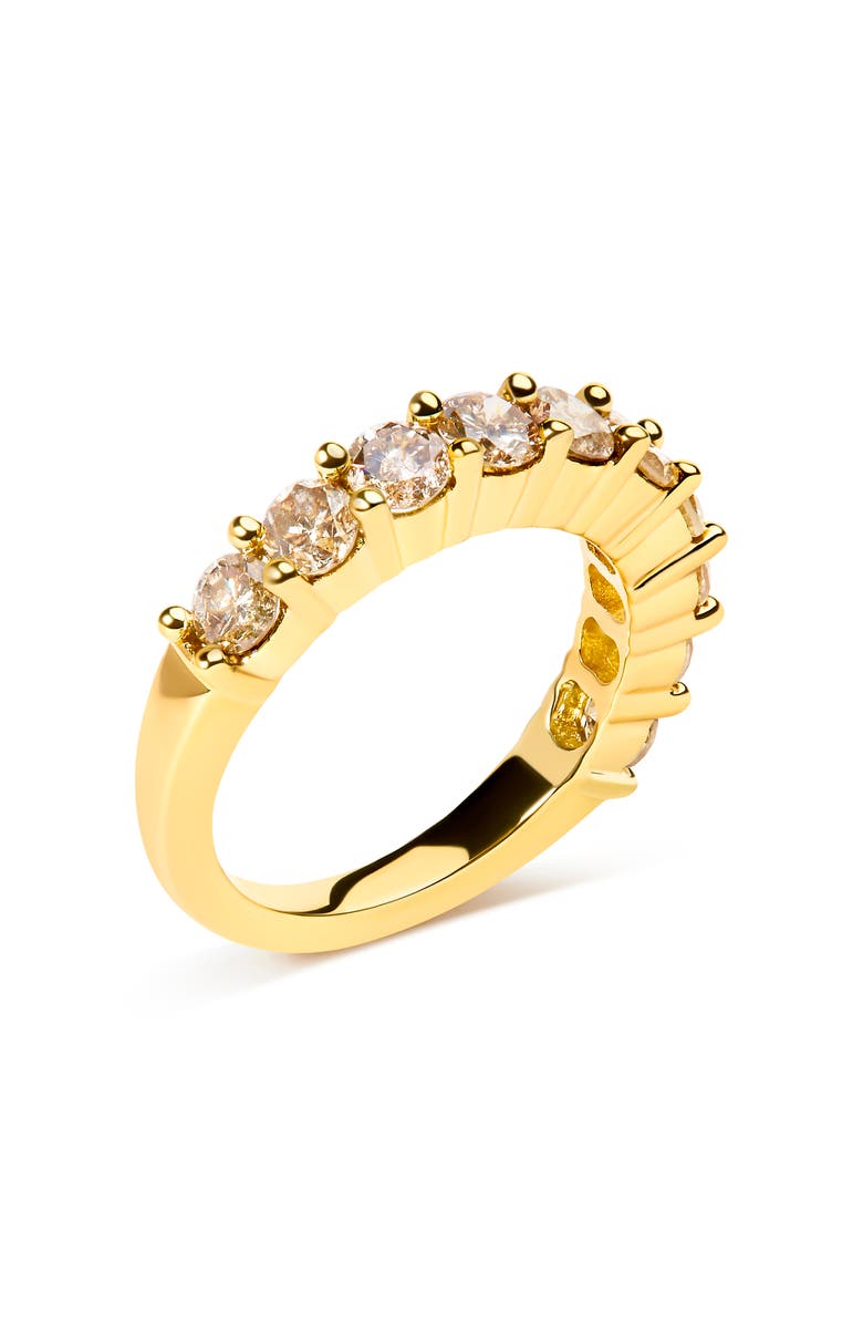 Haus of Brilliance Silver 2.0 Cttw Diamond 10 Stone Anniversary Band Ring, Alternate, color, Yellow