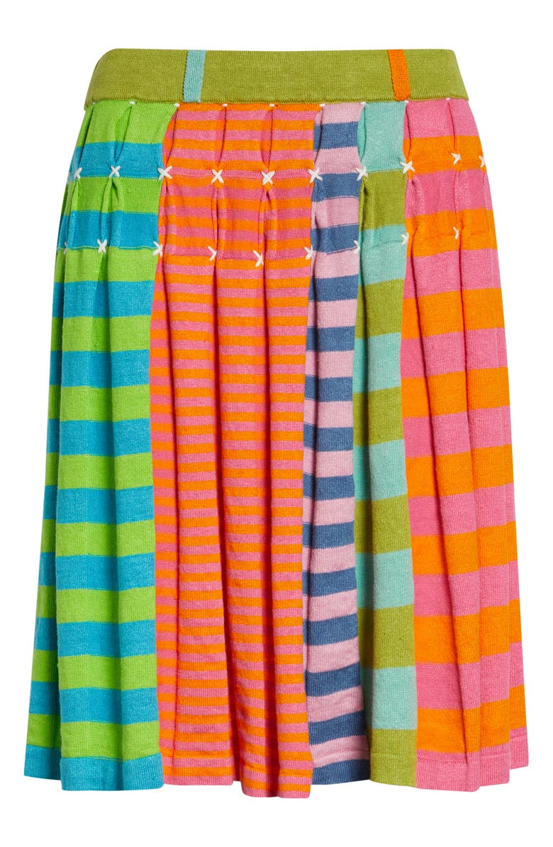 YanYan Embroidered Stripe Pleated Linen Blend Sweater Skirt, Alternate, color, Candy/ Orange Multi