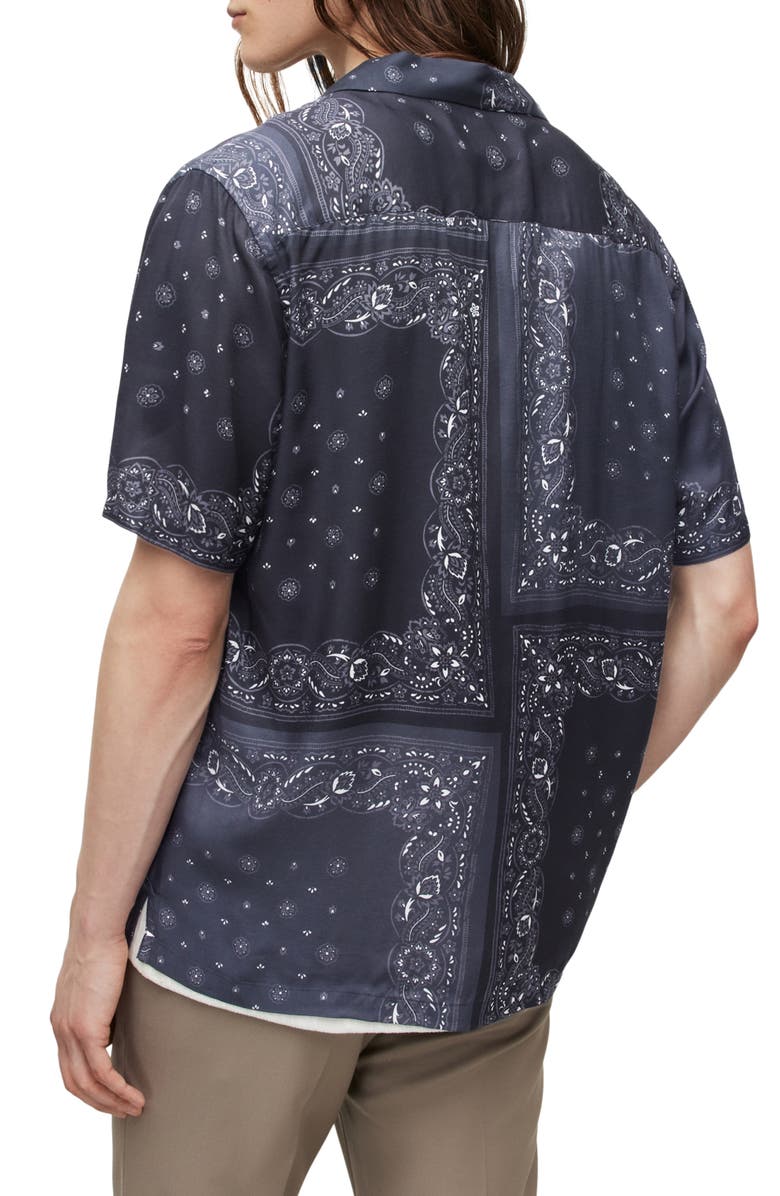 AllSaints Tikal Relaxed Fit Bandana Print Short Sleeve Button-Up Shirt, Alternate, color, 