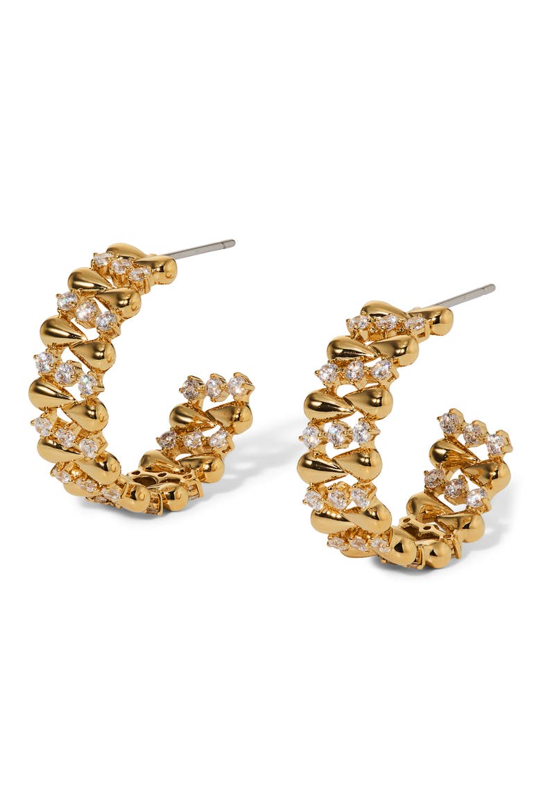 Pisa Pavé Hoop Earrings, Main, color, GOLD