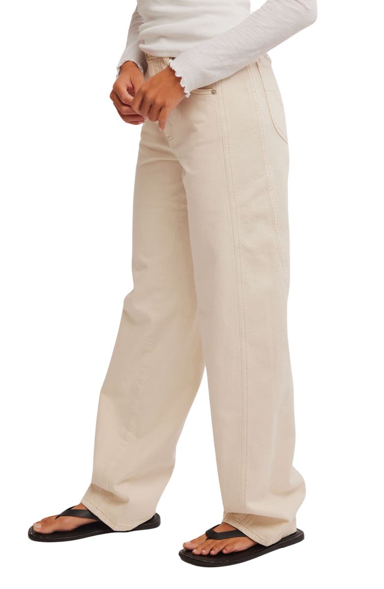 Free People Aster Seamed Relaxed Straight Leg Jeans, Alternate, color, Cream