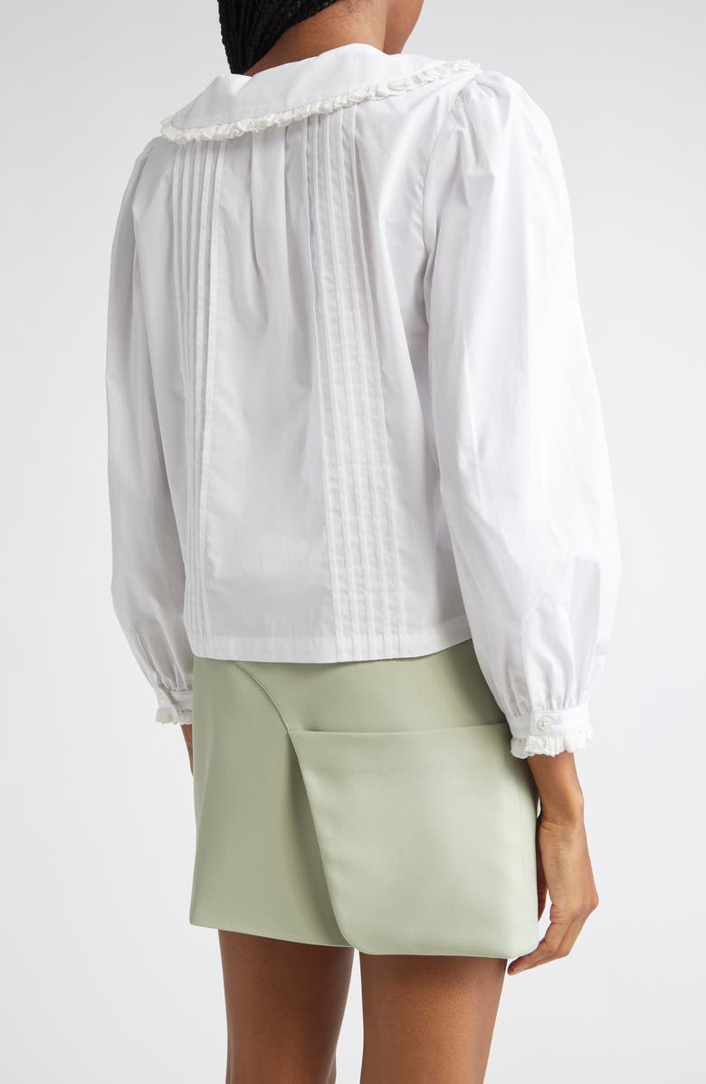 Sandy Liang Crayon Eyelet Trim Cotton Poplin Shirt, Alternate, color, White