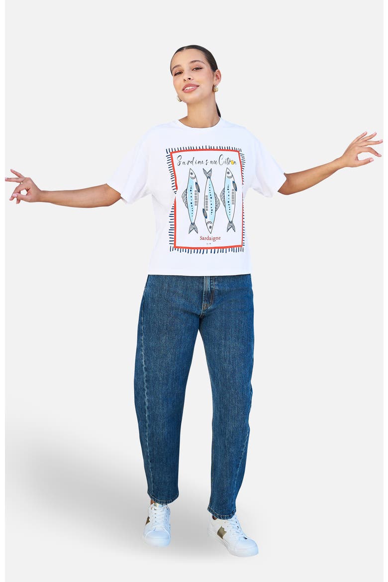 Cotton Summer Motif T-Shirt, Alternate, color, White