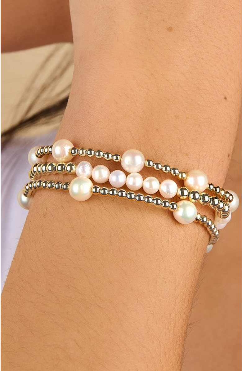 Little Sky Stone Elliot Pearl Bead Bracelet, Alternate, color, Gold / White