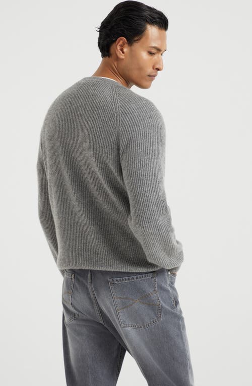 Brunello Cucinelli English Rib Knit Sweater In Dark Grey