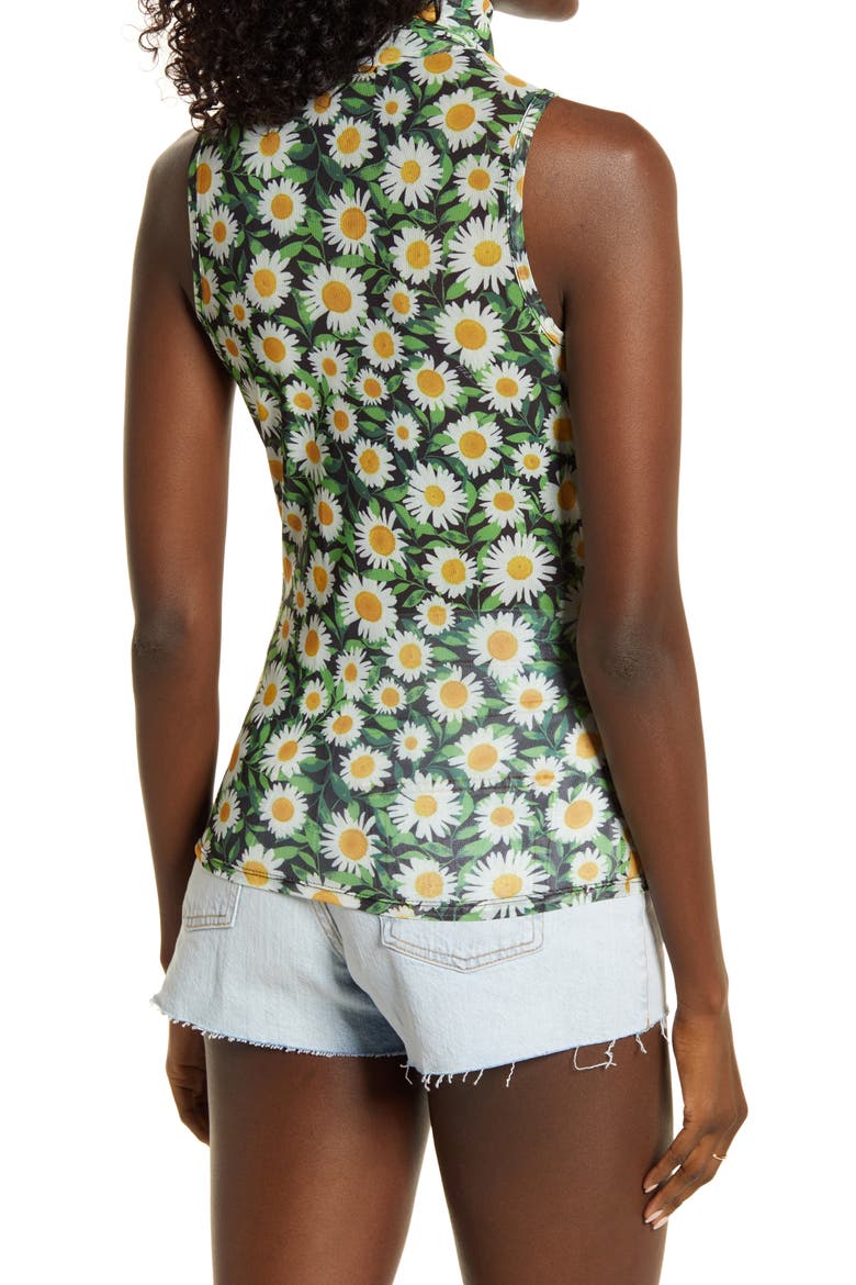 AFRM Holt Sleeveless Turtleneck Mesh Top, Alternate, color, SPRING DAISY