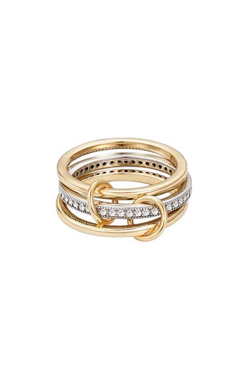 Adornia 14k Gold And Silver Plated Connected 3-piece Ring Stack In Multi