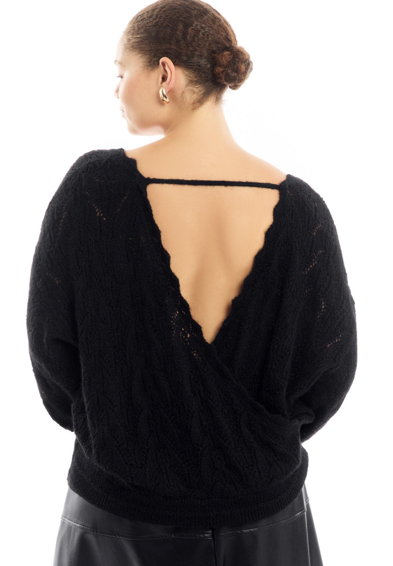 Scallop-Trim Wrap Sweater - image 2