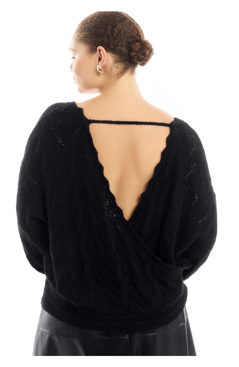 June + Vie Cropped Boat Neck Sweater, Alternate, color, Black Onyx