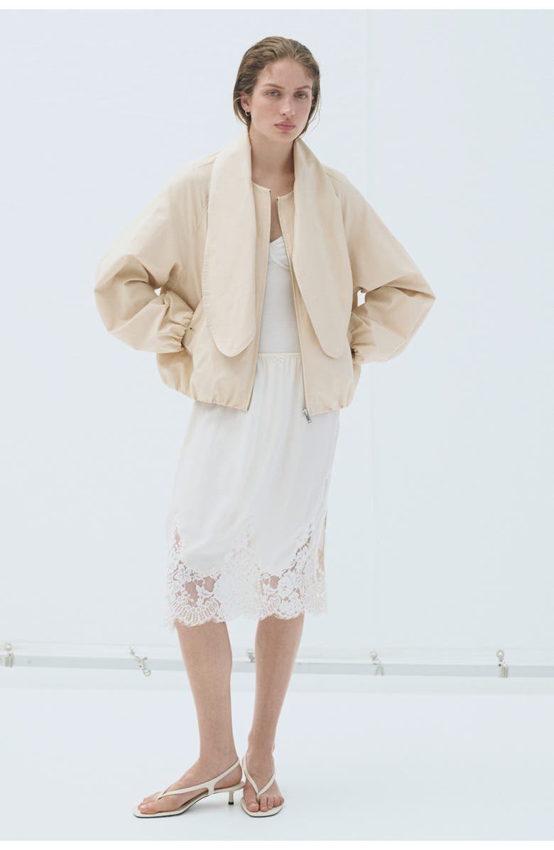 H&M Linen-blend jacket with scarf collar, Alternate, color, 