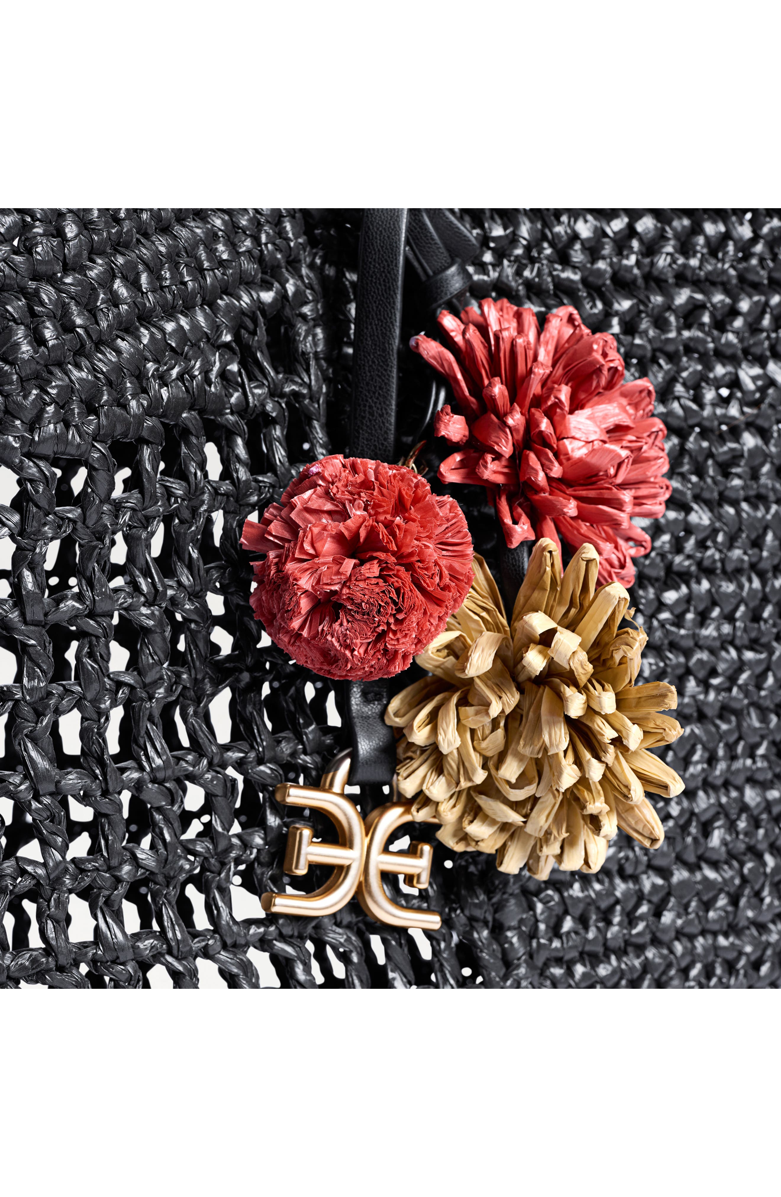 Sam Edelman Marcie Open Weave Raffia Tote, Alternate, color, Black