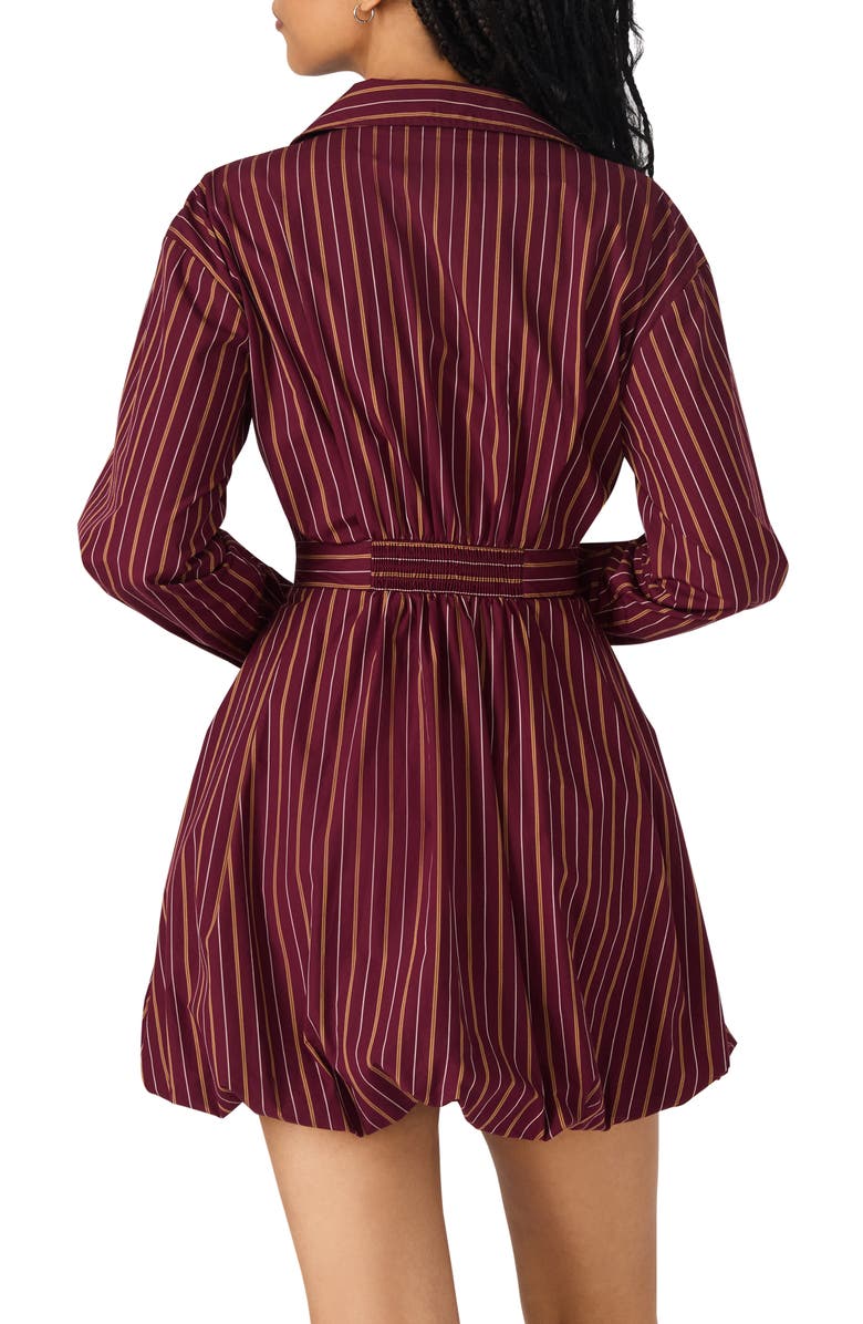 Steve Madden Arielle Long Sleeve Bubble Hem Cotton Mini Shirtdress, Alternate, color, Wine
