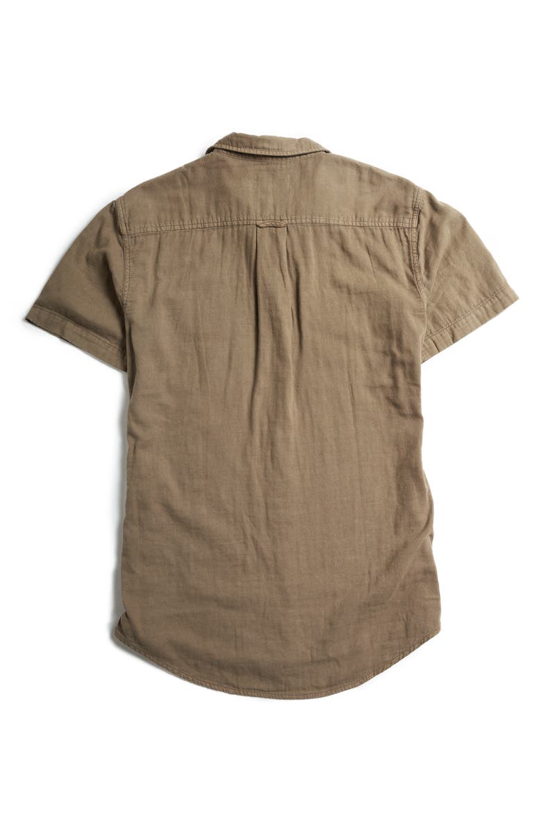 Rowan Leeds Cotton Gauze Short Sleeve Button-Up Shirt, Alternate, color, Umber