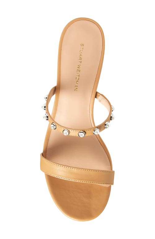 Stuart Weitzman Pearly Strap Block Slide 50 Sandal In Brown