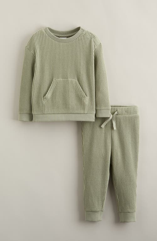Nordstrom Kanga Waffle Crewneck Sweatshirt & Joggers Set In Green