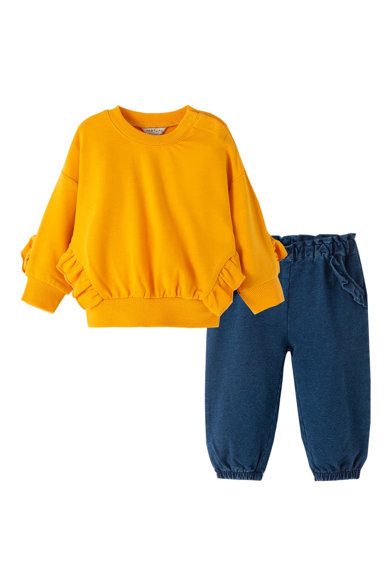 Habitual Ruffle Sweatshirt & Pants Set, Main, color, YELLOW