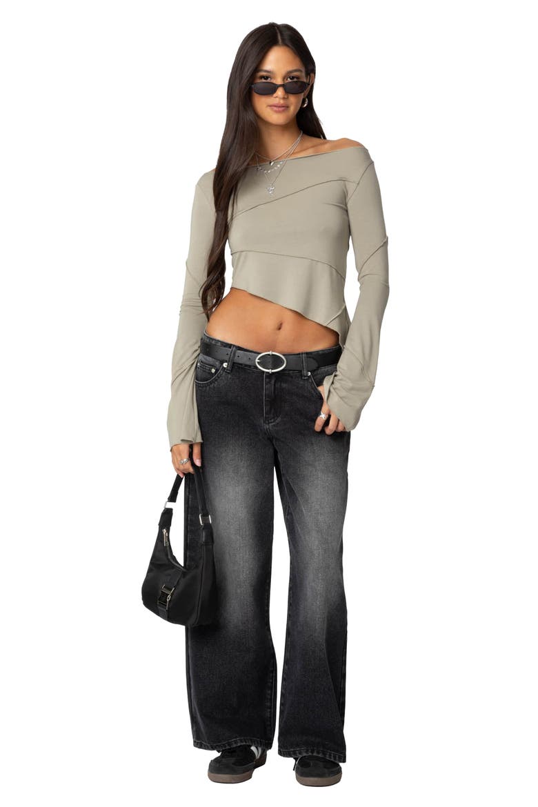 Magda Low Rise Wide Jeans, Alternate, color, BLACK-WASHED