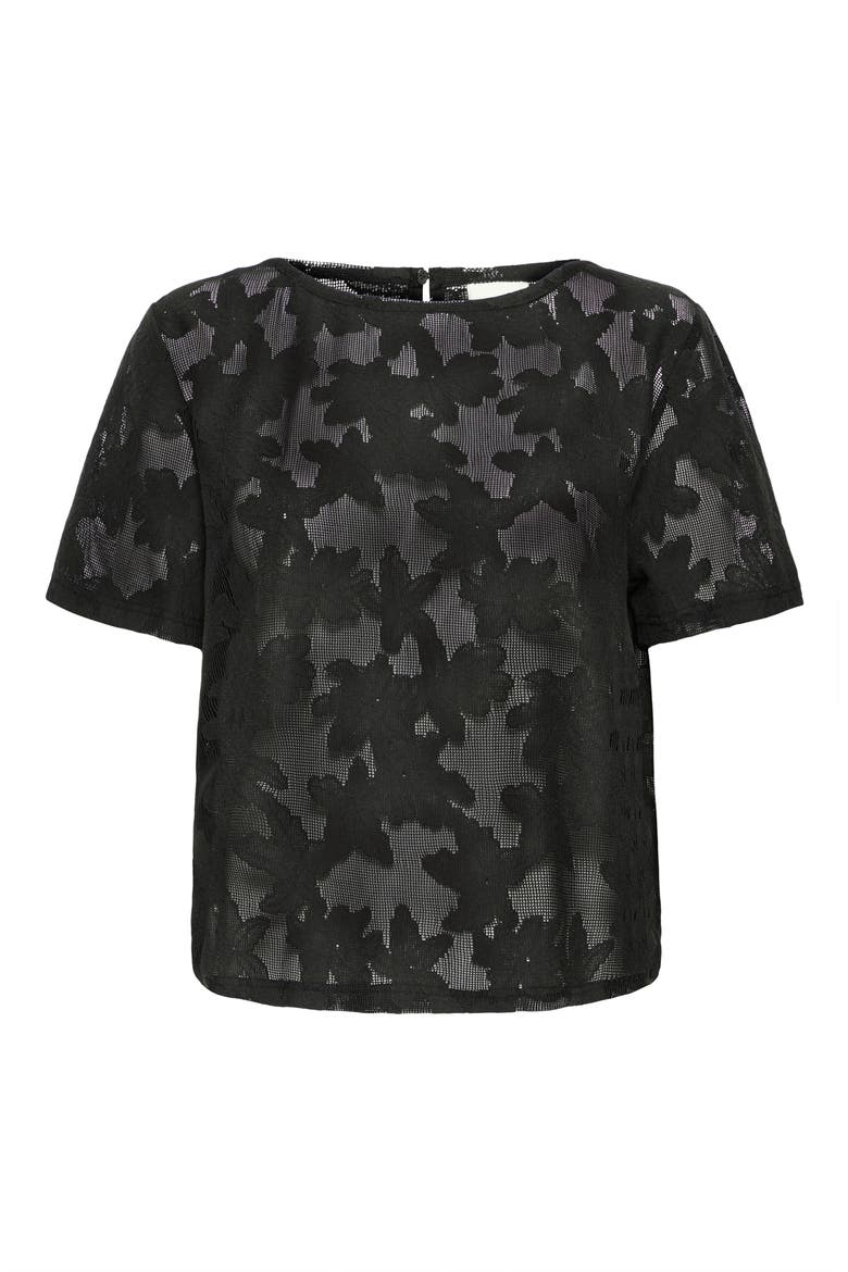 Short Sleeve Lace Shirt, Alternate, color, BLACK