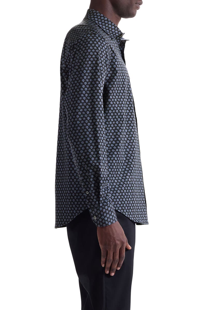 Bugatchi Jimmy OoohCotton<sup>®</sup> Floral & Chevron Print Button-Up Shirt, Alternate, color, Anthracite