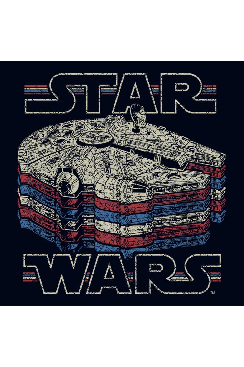 Girls' Millennium Falcon Retro Multi Stripes T-Shirt, Alternate, color, Navy Blue