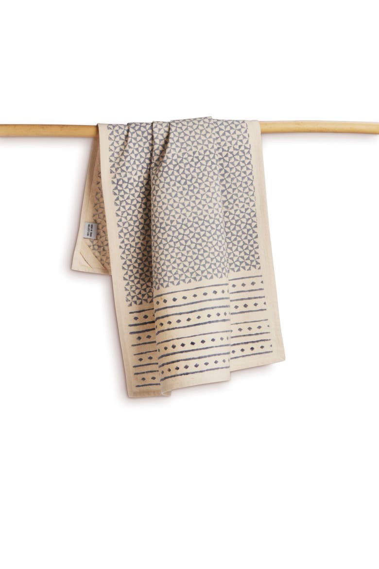 Feast - Hand Block Printed Kitchen Towels - Set of 2, Main, color, Blue