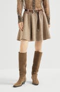 Brunello Cucinelli Virgin wool donegal mini circle skirt with monili