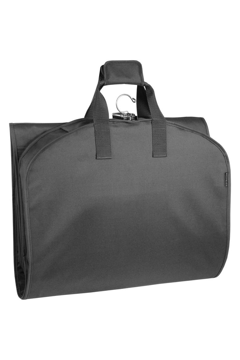 60" Premium Tri-Fold Travel Garment Bag with exterior pocket, Main, color, Black