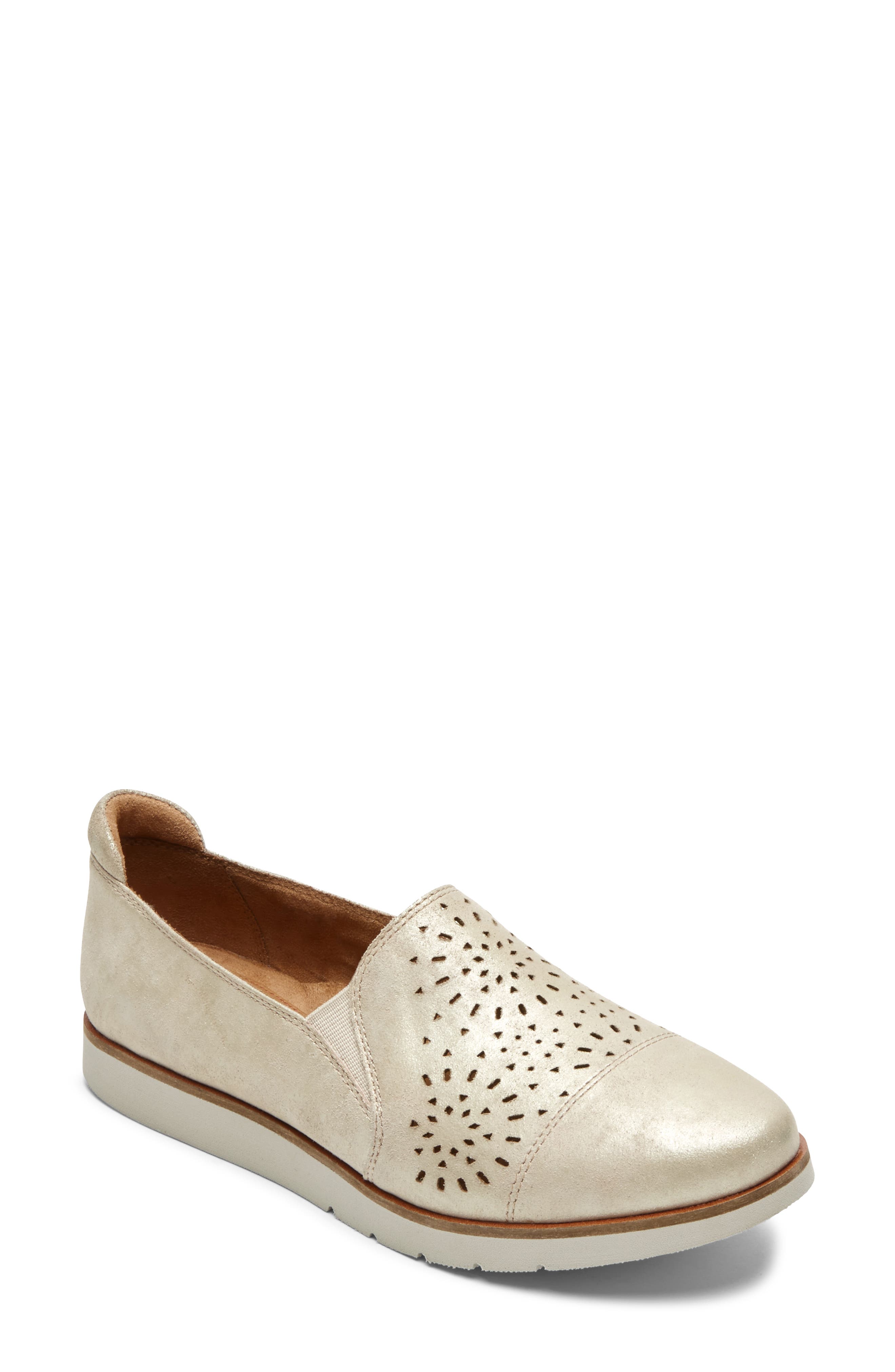 Laci Perforated Slip-On, Main, color, METALLIC LEATHER