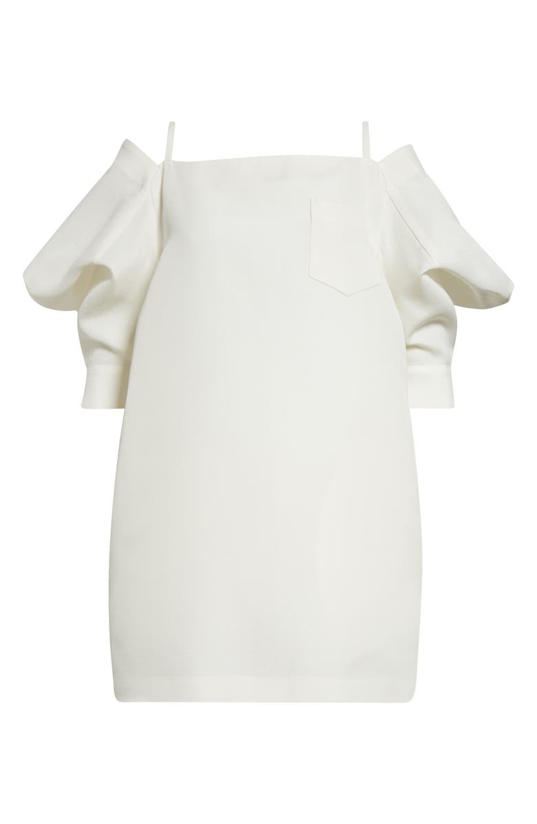 Sacai Cold Shoulder Silk & Cotton Double Face Shift Dress, Alternate, color,