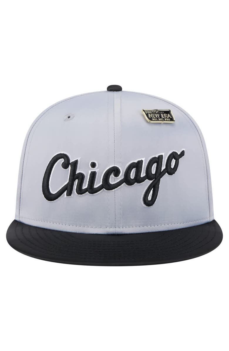 New Era Men's New Era Gray/Black Chicago White Sox Satin 59FIFTY Fitted Hat, Alternate, color, Gray