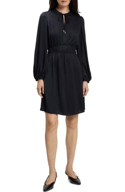 Decly Tie Neck Long Sleeve Dress