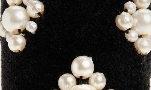 Jennifer Behr Margaret Faux Pearl Velvet Headband In Black Pearl
