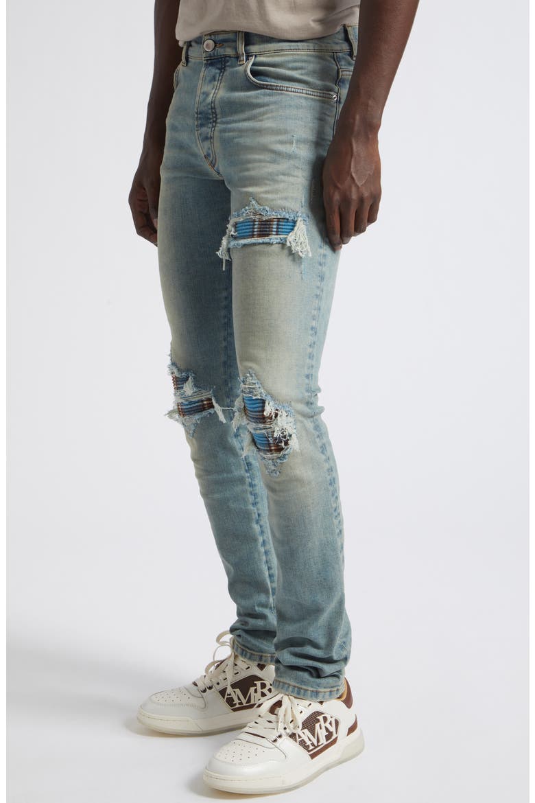 MX1 Flannel Patch Ripped Skinny Jeans, Alternate, color, MEDIUM INDIGO