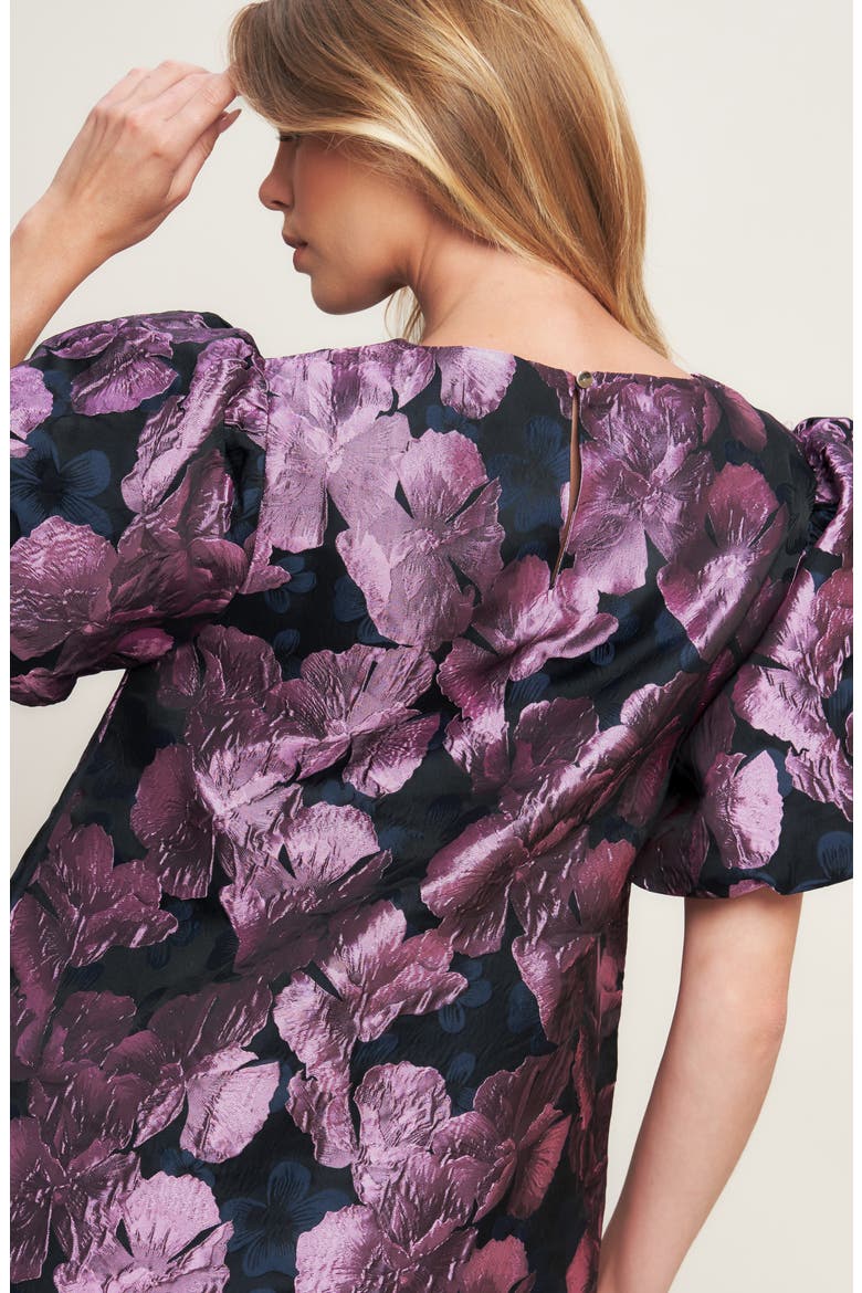 Puff Sleeve Textured Minidress, Alternate, color, BLACK ORCHID