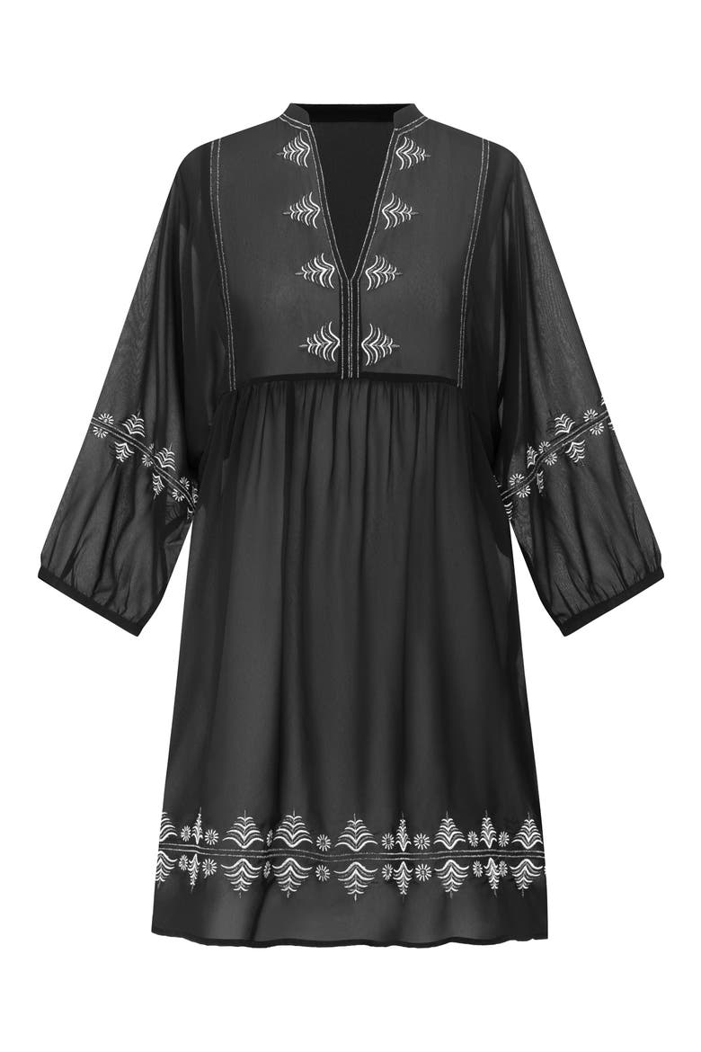 Embroidered Cover-Up Dress, Alternate, color, BLACK/ WHITE