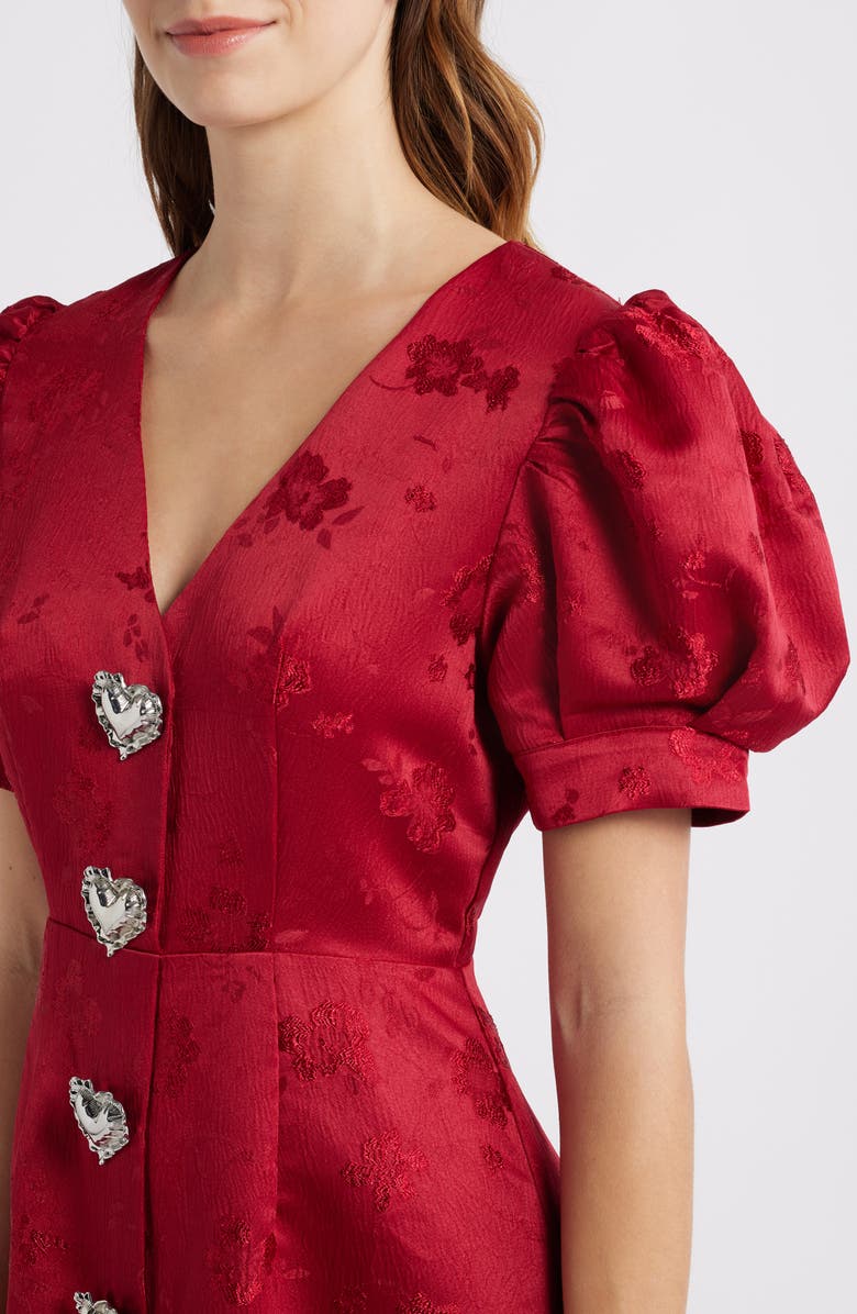 Sister Jane Carnival Hearts Puff Sleeve Midi Dress, Alternate, color, Red