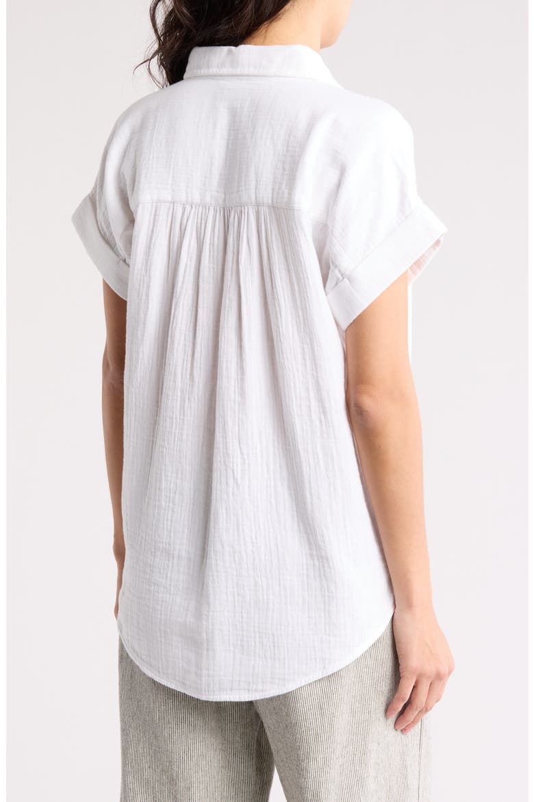 Short Sleeve Cotton Gauze Button-Up Shirt, Alternate, color, WHITE