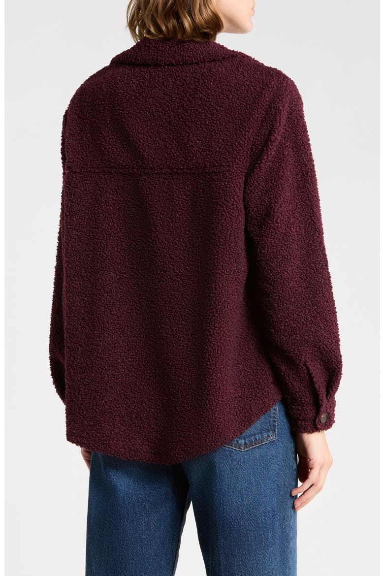 Tory Boxy Crop Faux Shearling Shirt Jacket, Alternate, color, AGED BORDEAUX