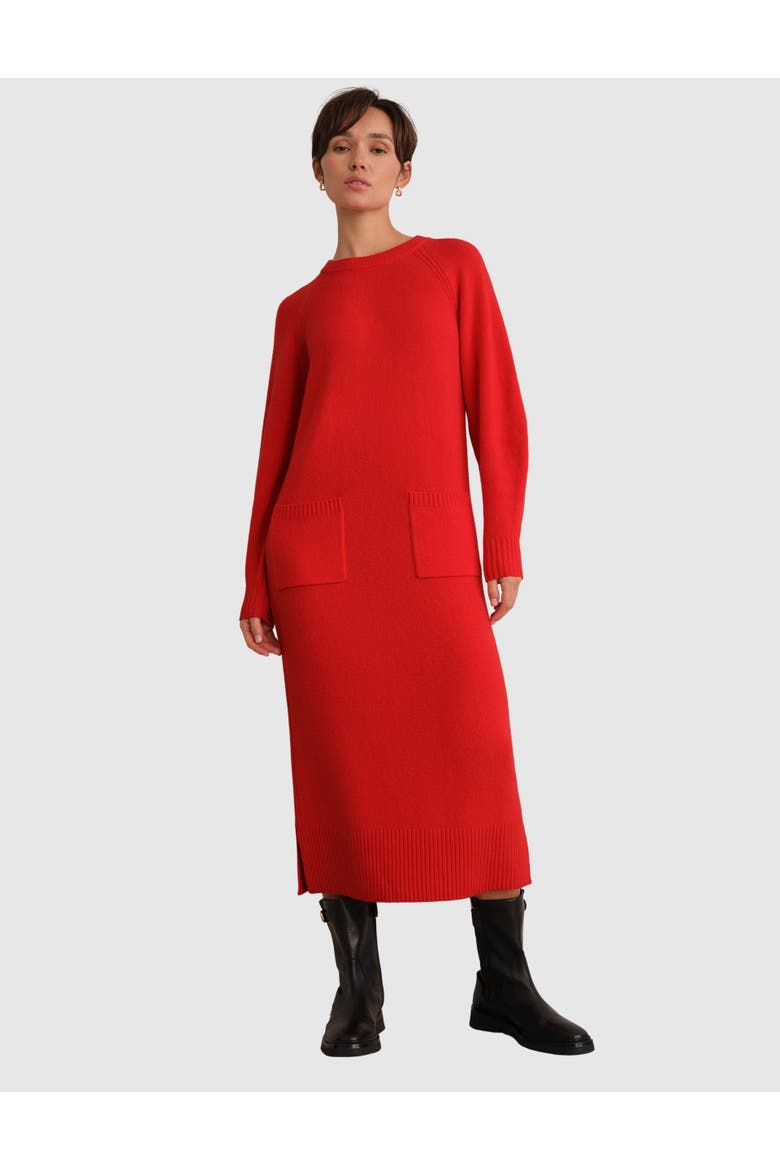 Claudia Knitted Midi Dress, Main, color, Pepper Red