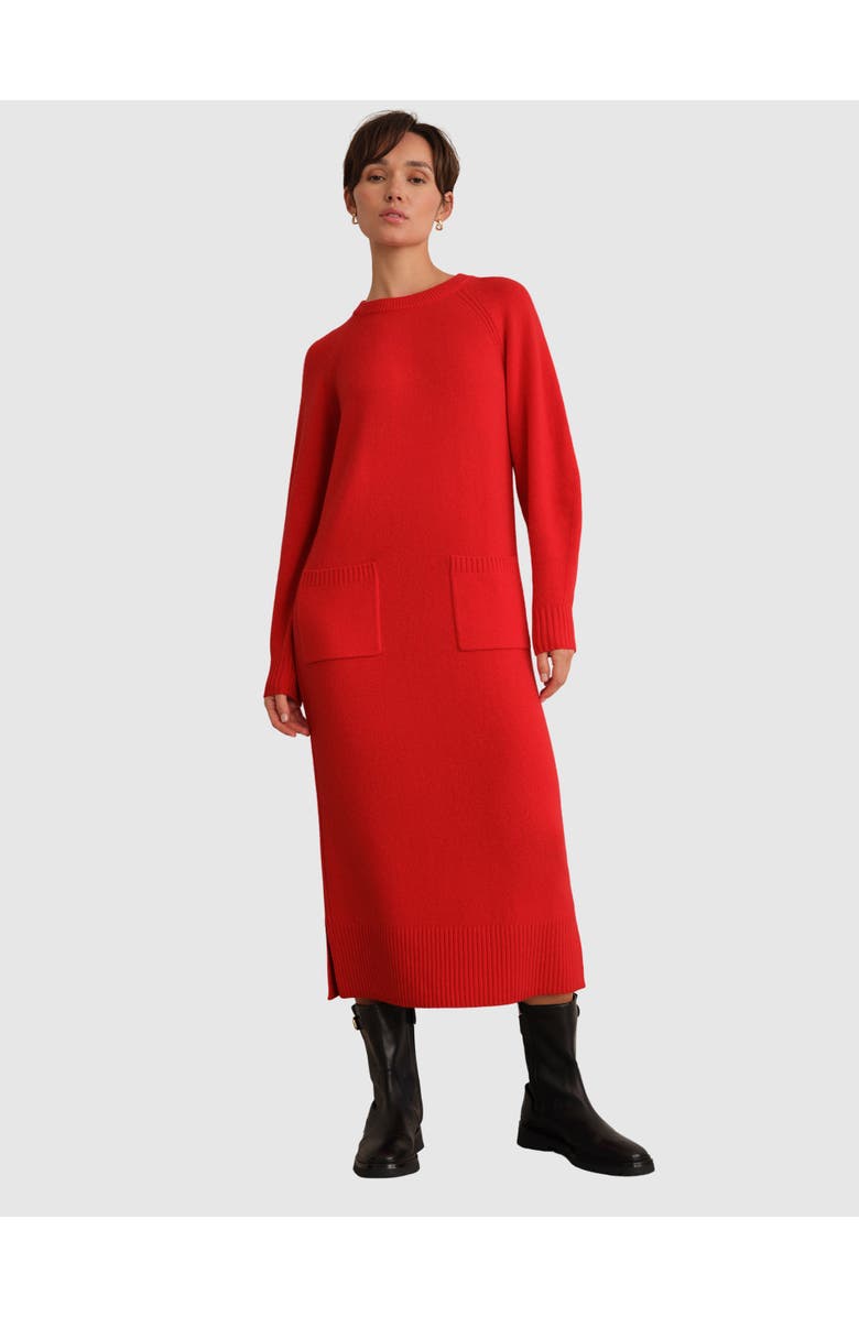HOBBS LONDON Claudia Knitted Midi Dress, Main, color, Pepper Red