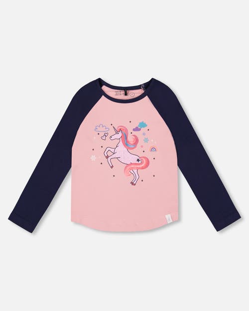 Deux Par Deux Jersey Raglan Sleeve Tee In Pink