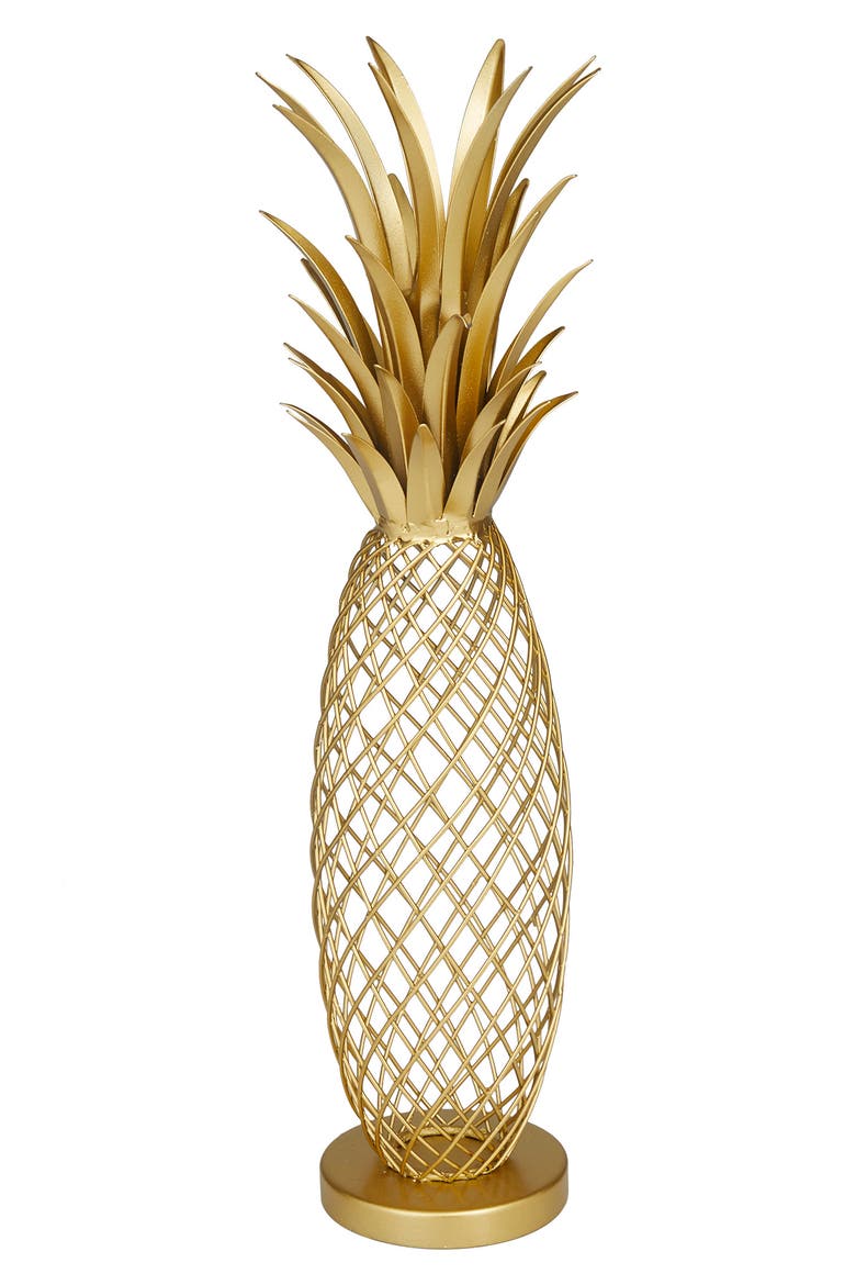 Goldtone Metal Pineapple Fruit Sculpture, Alternate, color, GOLD