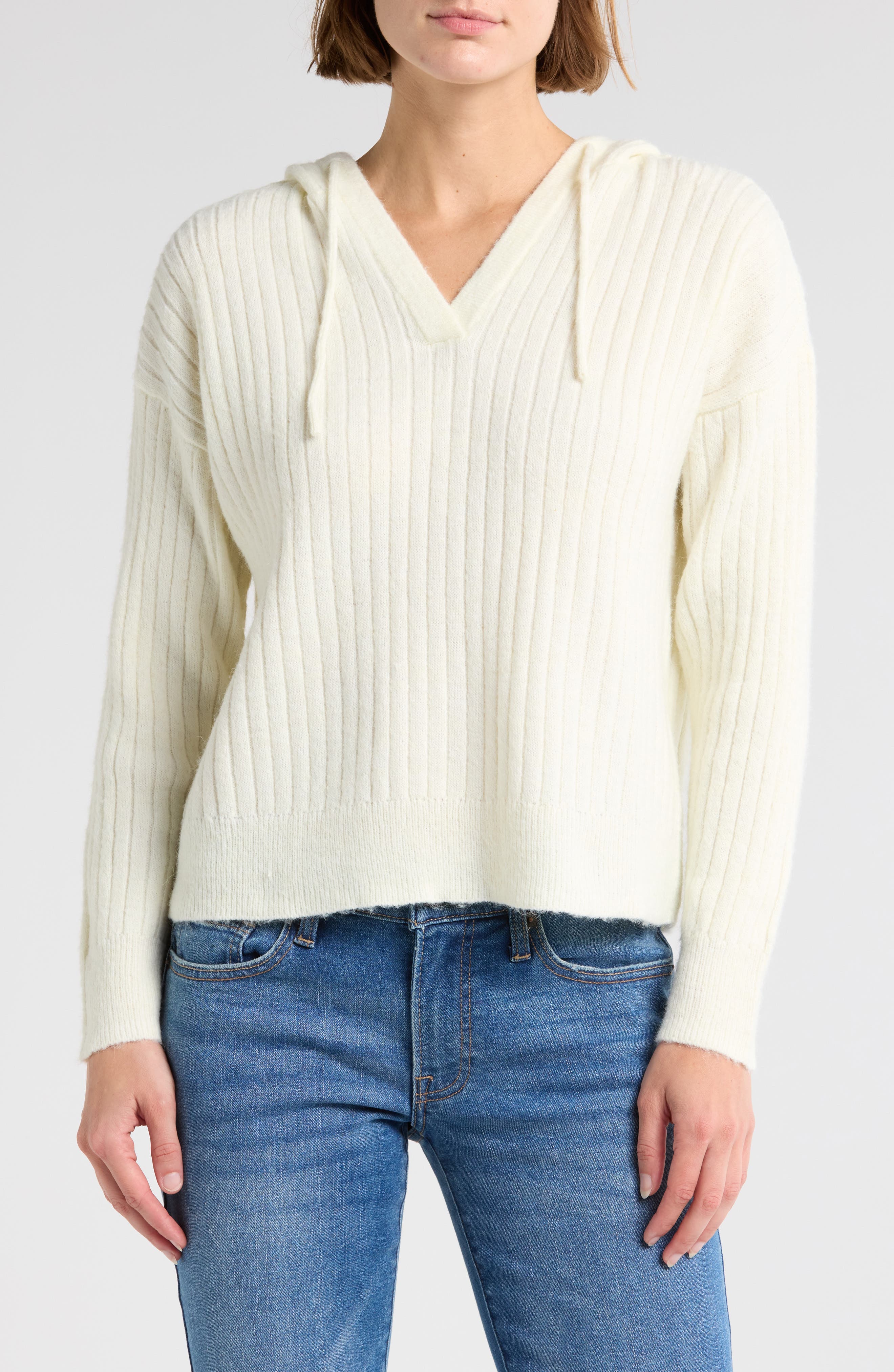Lucky Brand Hooded Ribbed Sweater